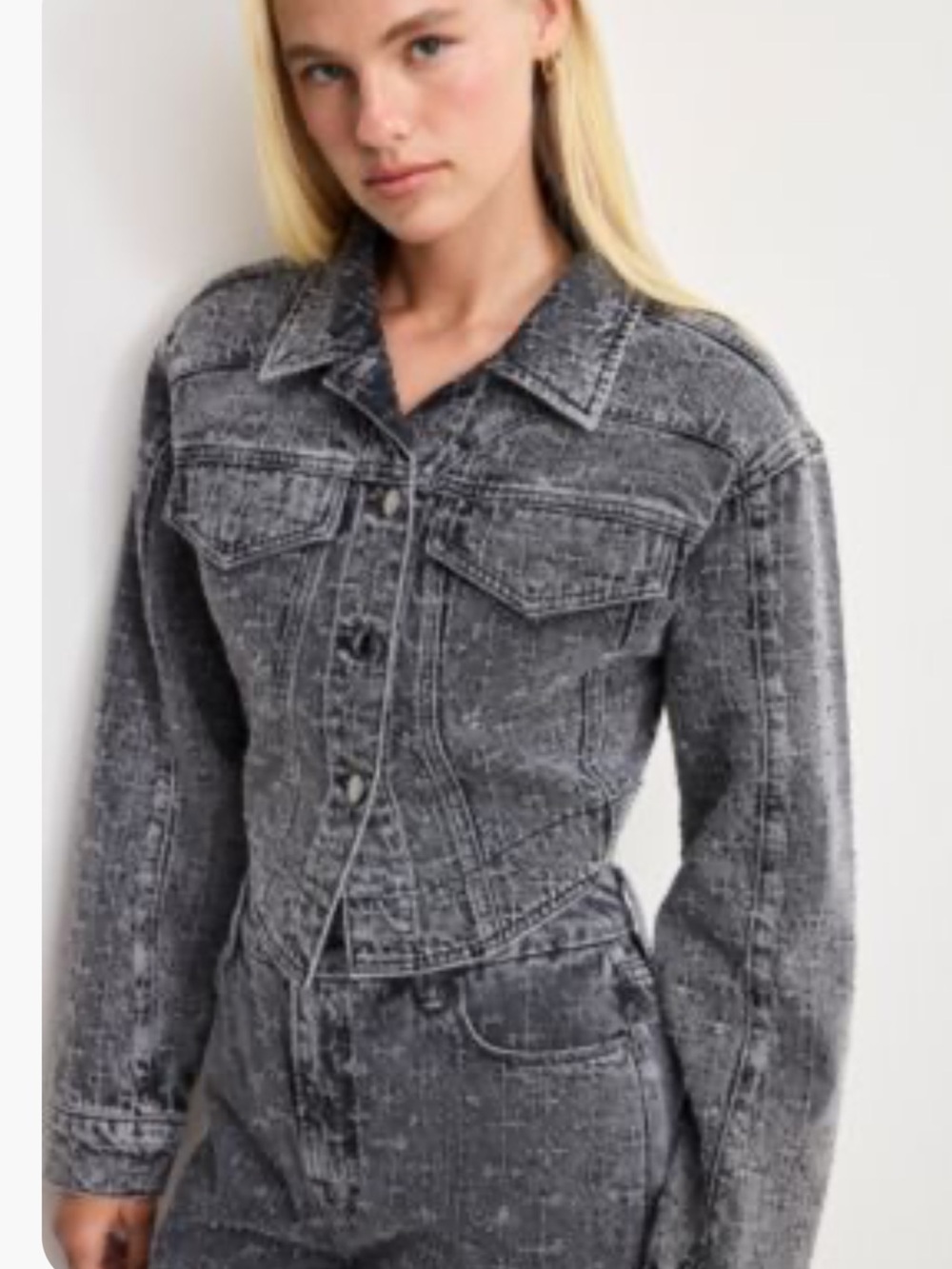 Good American Dolly Joleans Crystal Denim Jacket Size M